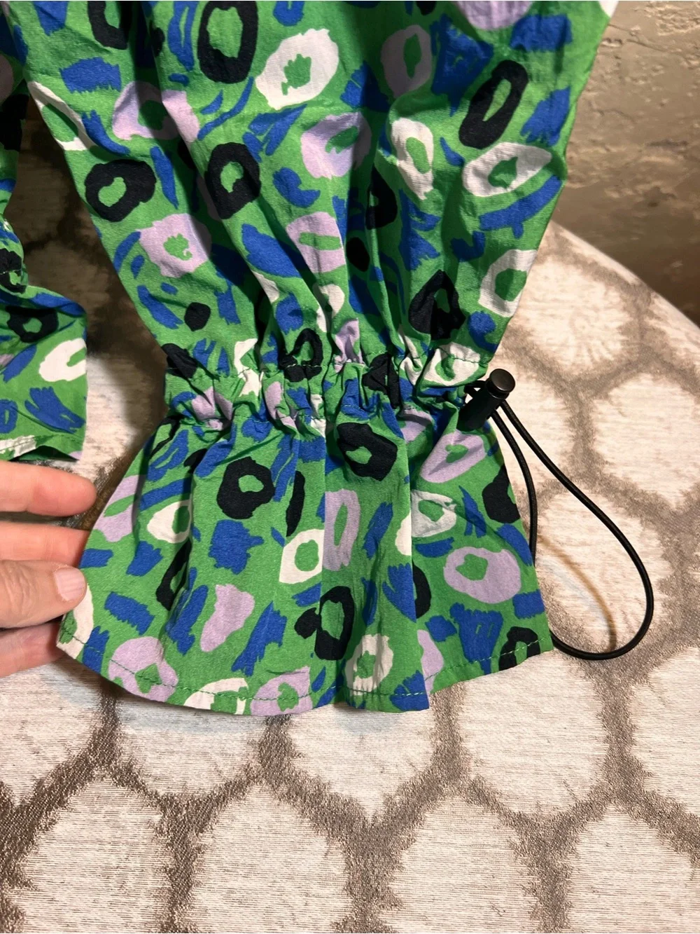 Diane Von Furstenberg Green Purple Floral balloon cargo barrel joggers Y2K S